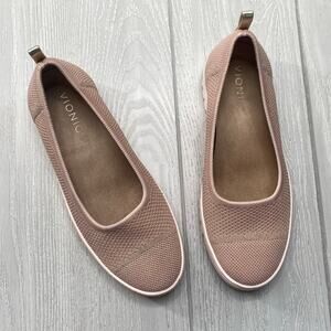 Vionic Women's Blush Pink Sparkle Uptown Skimmer Knit Flat Slip On Shoes Size 8
